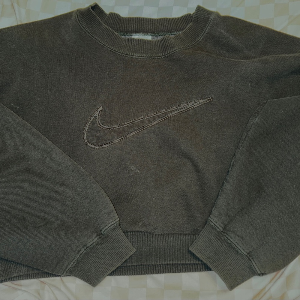 Nike Dark Gray Cropped Crewneck Sweatshirt